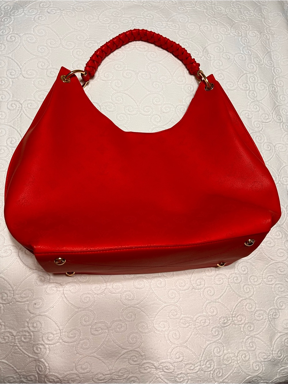Red Braided-Handle Women’s Shoulder Bag
